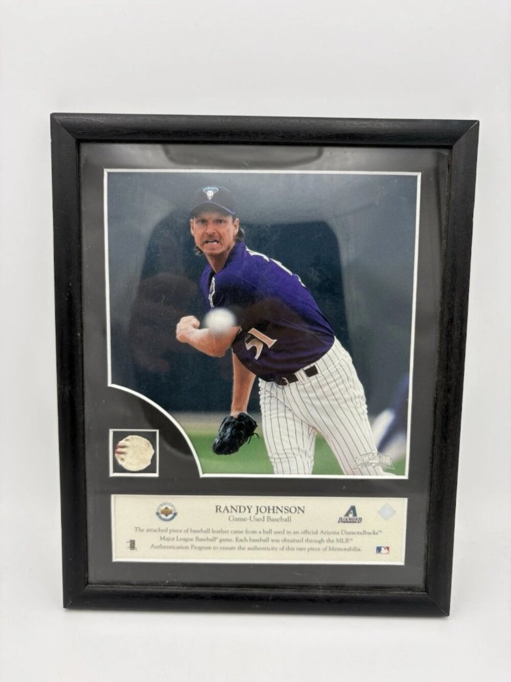 Randy Johnson Upper Deck Game-Used Baseball Framed Photo